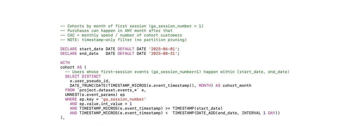 How to Use GA4 + BigQuery to Measure CAC — Without Burning Your Entire Marketing Budget